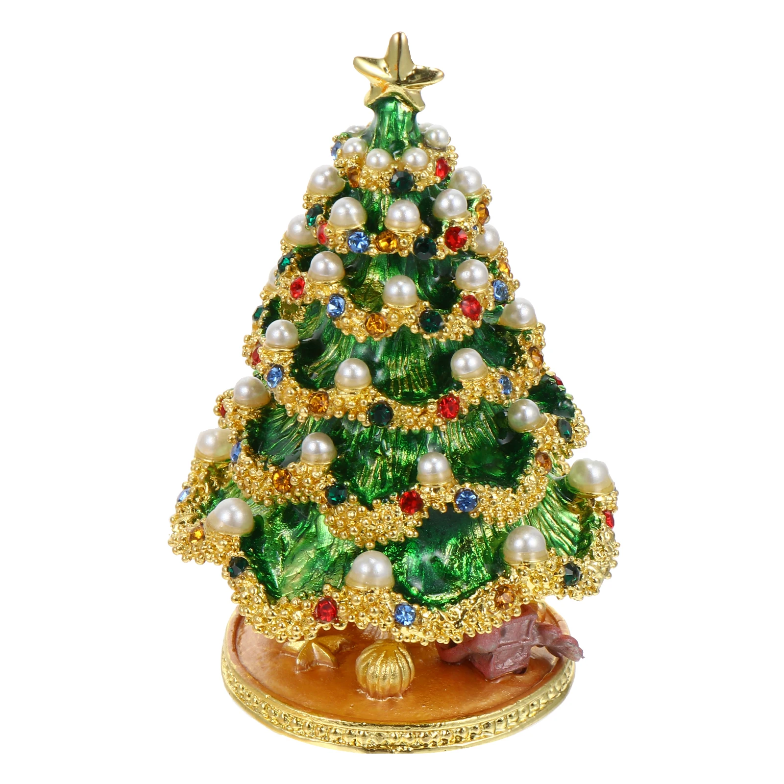 

Christmas Tree Ornaments Tin Alloy Desktop Jewelry Box Storage Tray Xmas Home Adornment Lovely Christmas Tree Jewelry Box Gift