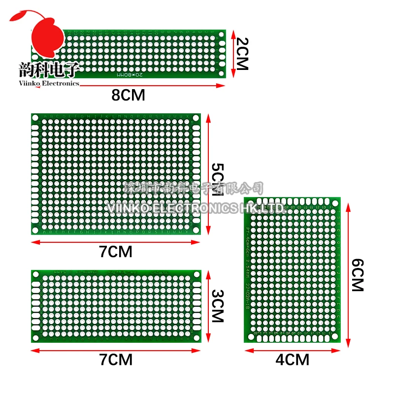 4pcs/Lot Double Sided PCB Kit 2X8 3X7 4X6 5X7 Mixed Prototype Board Circuit Protoboard Universal Stripboard Printed Set