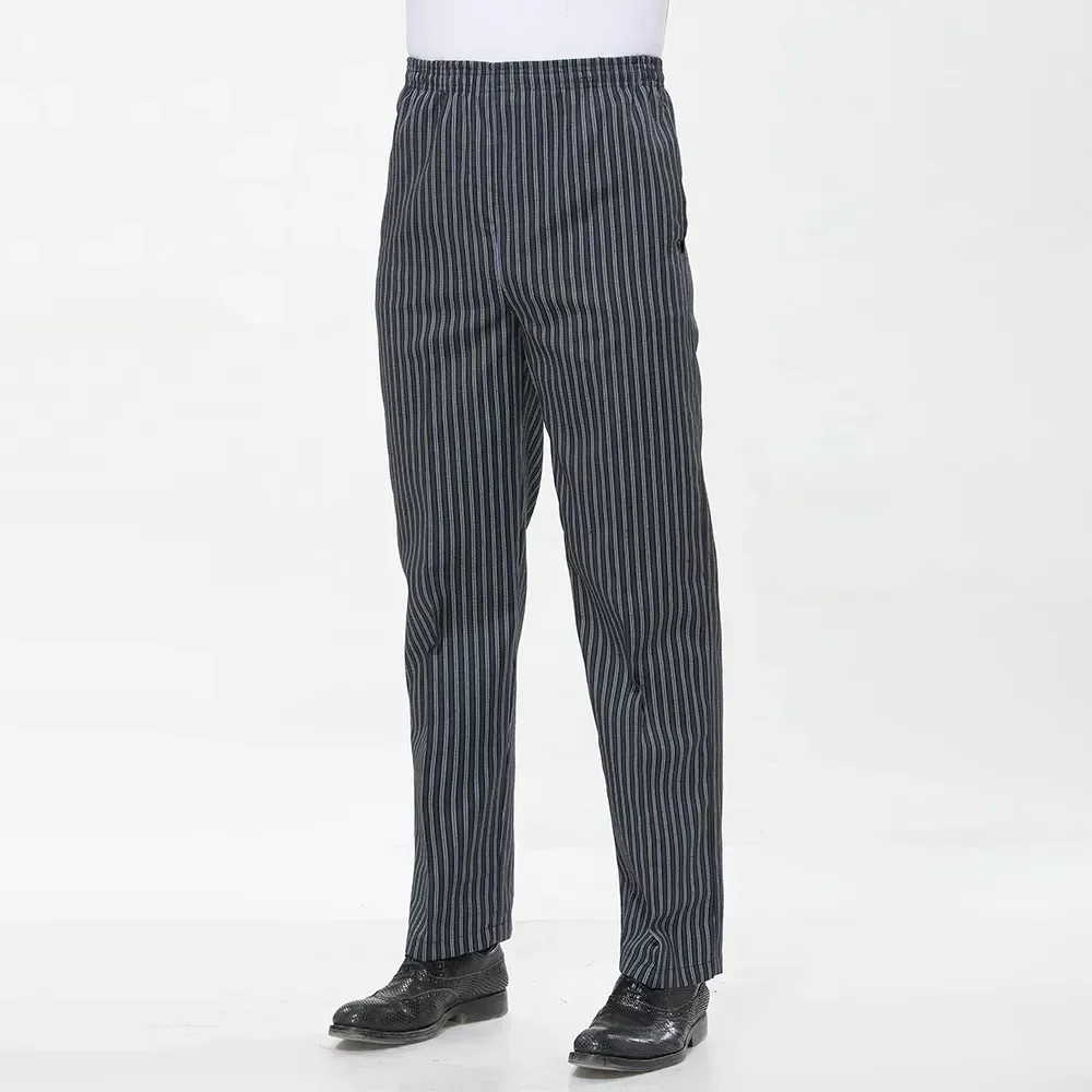 Surintendant pantalon de chef zèbre élastique fjWomen, uniformes de travail de cuisine, taille de poche pour hommes, pantalon baggy pour restaurant et hôtel