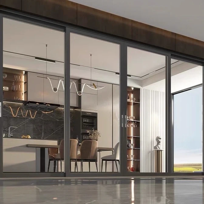 Large Residential Sliding Doors Soundproof Heat-insulating Glass Aluminum Waterproof Courtyard With Broken Bridge Sliding Door
