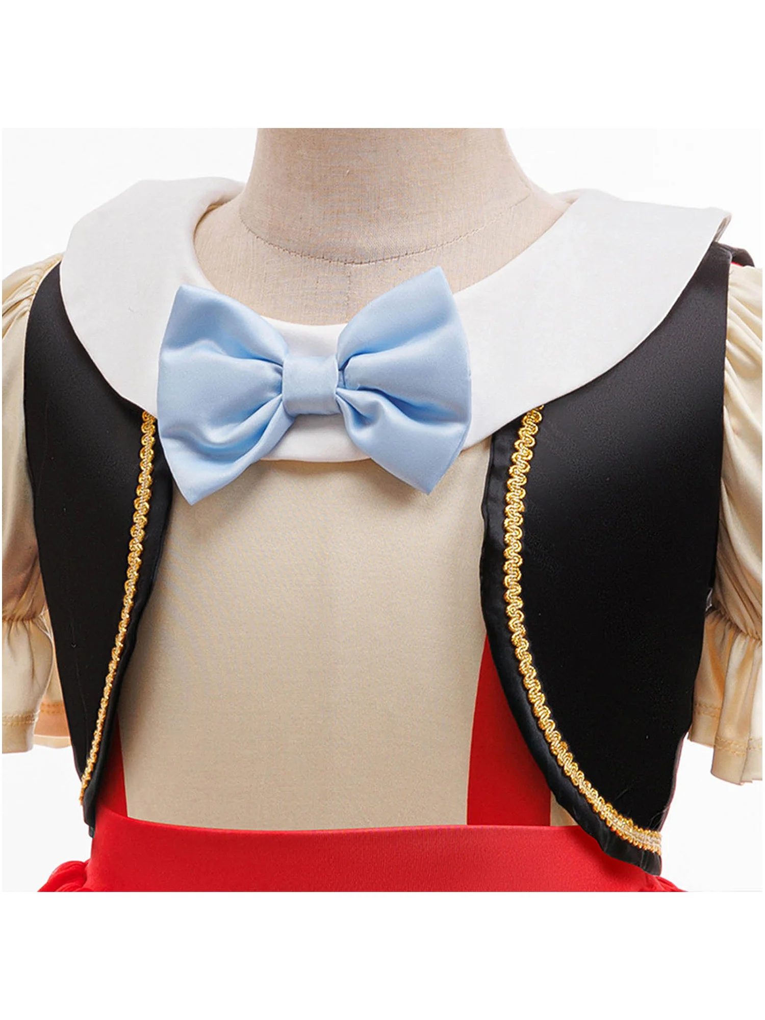 أطفال بنات شخصيات الفيلم تأثيري حلي منتفخ قصيرة الأكمام ربطة القوس فيونكة شبكة تكدرت يوتار فستان مع شريط مضفر سترة البدلة #5