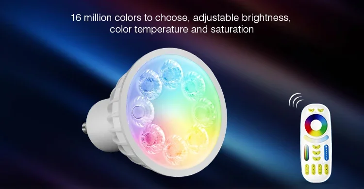 Miboxer AC86-265V 4W LED لمبة FUT103 GU10 عكس الضوء LED ضوء المصباح RGB + أبيض دافئ + أبيض (RGB + CCT) الأضواء غرفة المعيشة الداخلية