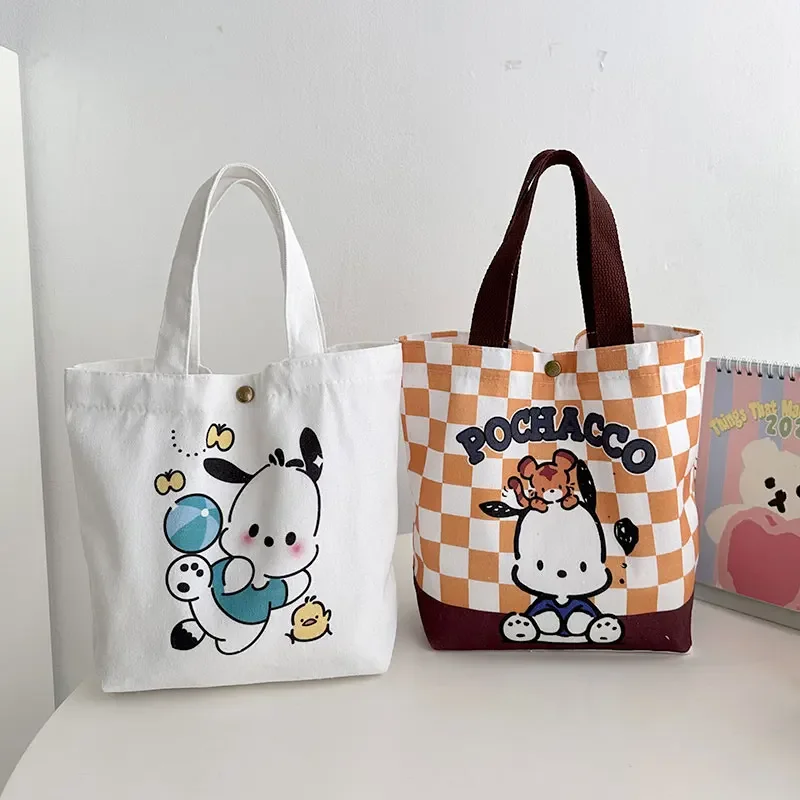 Sanrio Hello Kitty Shoulder Bag For Women Kuromi Cinnamoroll Canvas Shopping Bag Casual Large Capacity Waterproof Girl'S Handbag