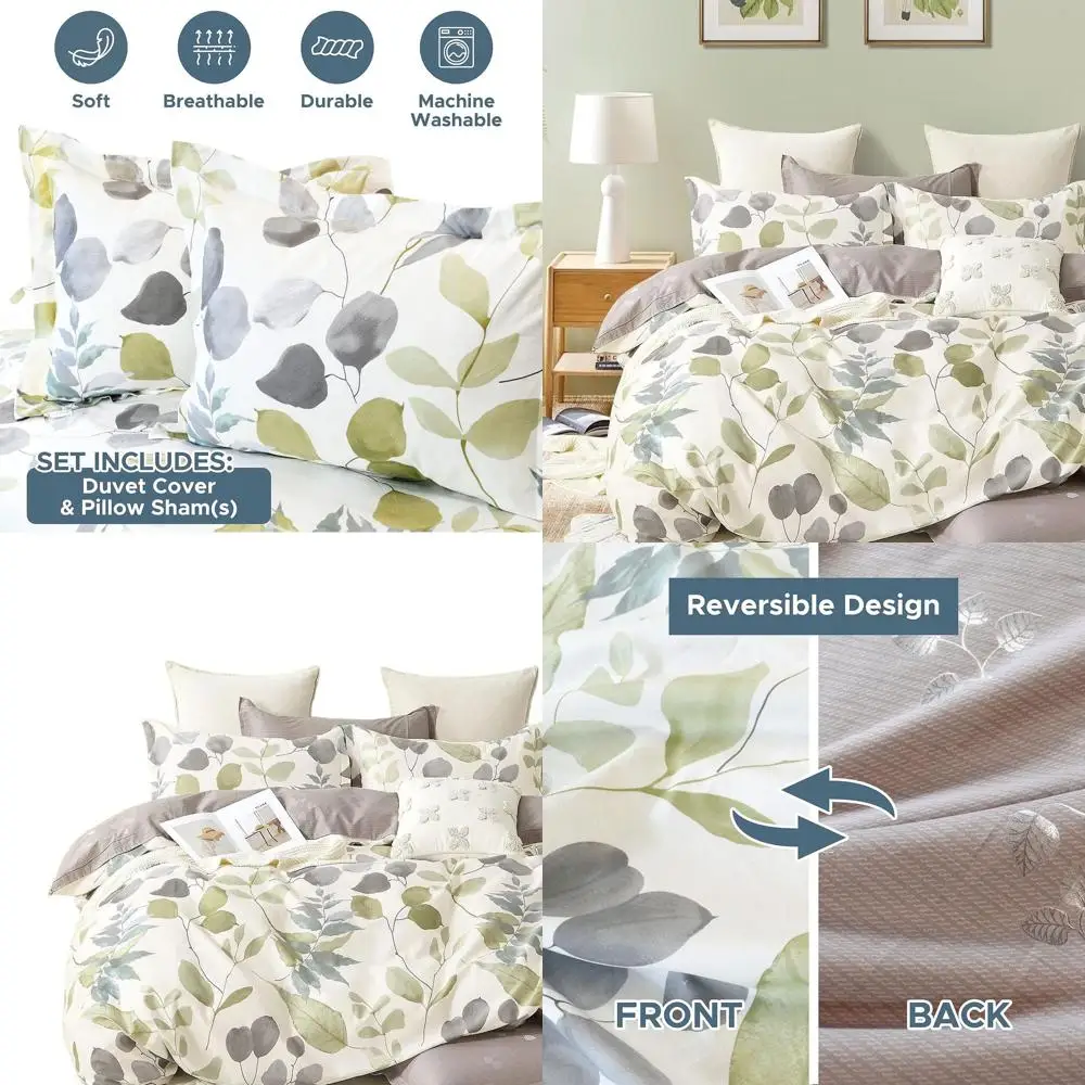 

Queen Size 620 Thread Count Cotton Duvet Cover Set with 2 Pillow Shams - Luxurious Watercolor Design