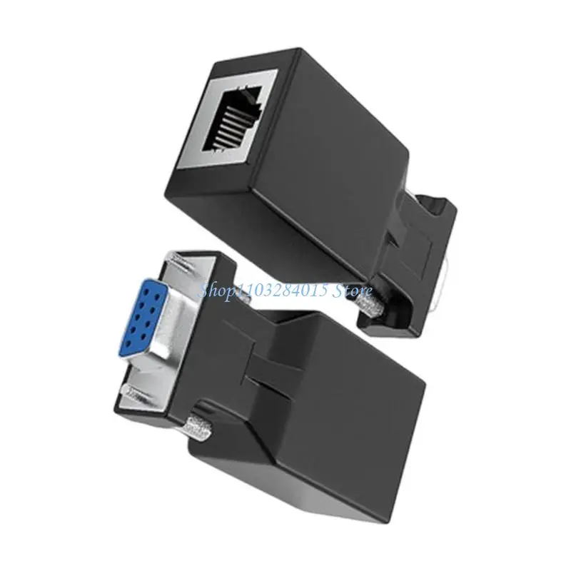 R6FF 9 RS232 to RJ45 Ethernet Adapter 9 to RJ45 Converters Compatible for Standard 9Pin Devices up to 65Feet Transmission