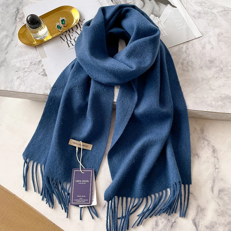 100 % Kaschmir Winter Design Pashmina Wollschal für Frauen Warme dicke Tücher und Wraps Weiblicher Bufanda Echarpe Quastenschalldämpfer – Detail 15