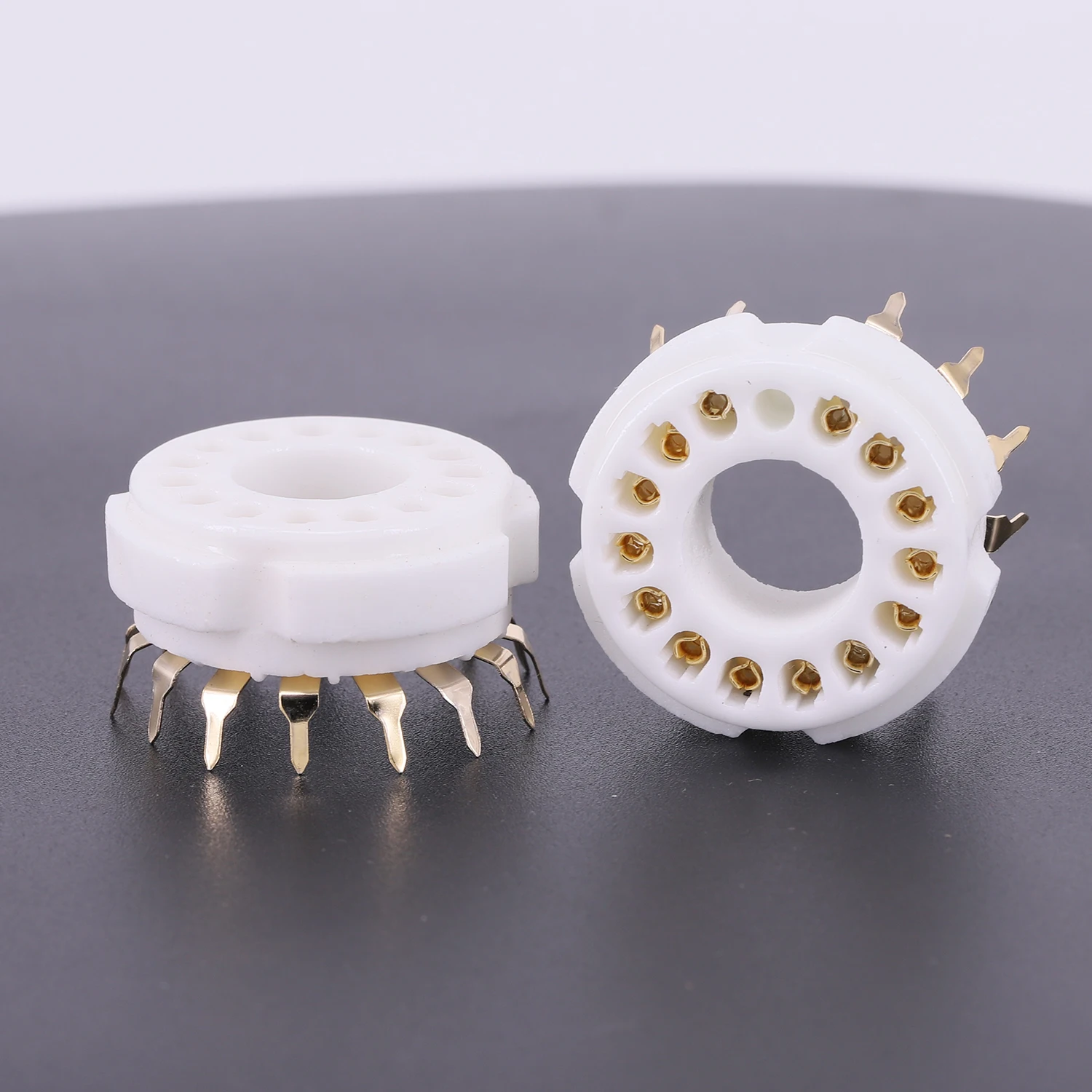 2 buah soket tabung 14pin keramik untuk R1924A,GDB-28,GDB-23,CR110,CR125,R373, fotastiplier Tube E678-14C Audio HIFI DIY