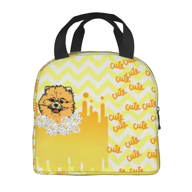 Cute Spitz Puppy Pomeranian Insulated Lunch Bag for Work School Pom Dog Portable Cooler Thermal Bento Box Women Children