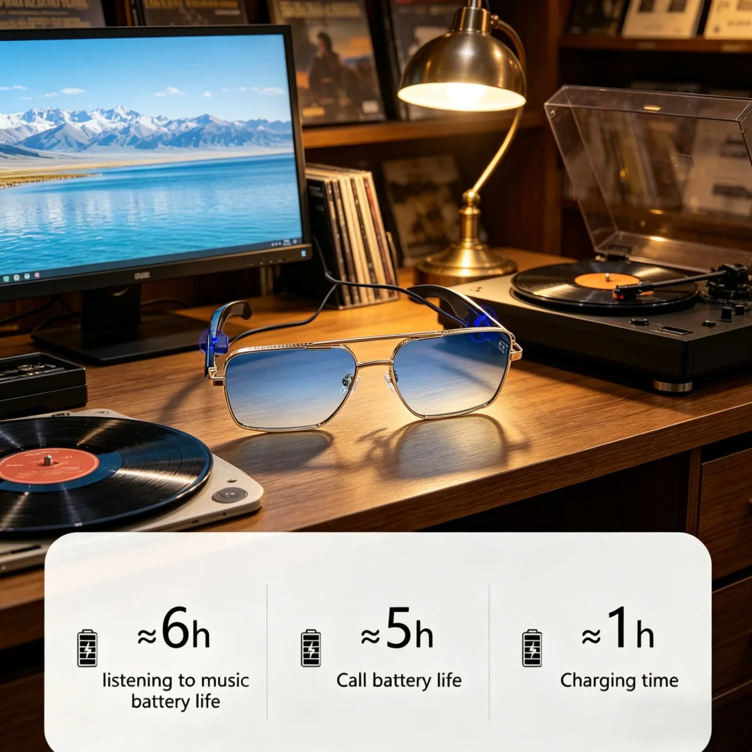 

Exquisite Trendsetting AI Smart Glasses New Fashion Smart Glasses Earphone 2 In 1 Wireless Blue Tooth HD Call Remote Control
