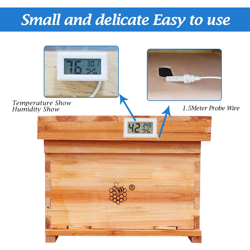 Hygromètre numérique LCD pour apiculture, mini question de ruche, Therye.com avec capteur, affichage de surveillance, détecteur d\'humidité