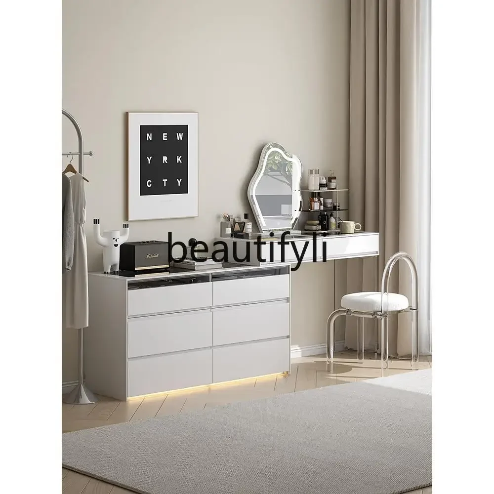 

Italian Minimalist Dressing Table and Chest of Drawers Integrated Bedside Cabinet Multifunctional Storage Organizer