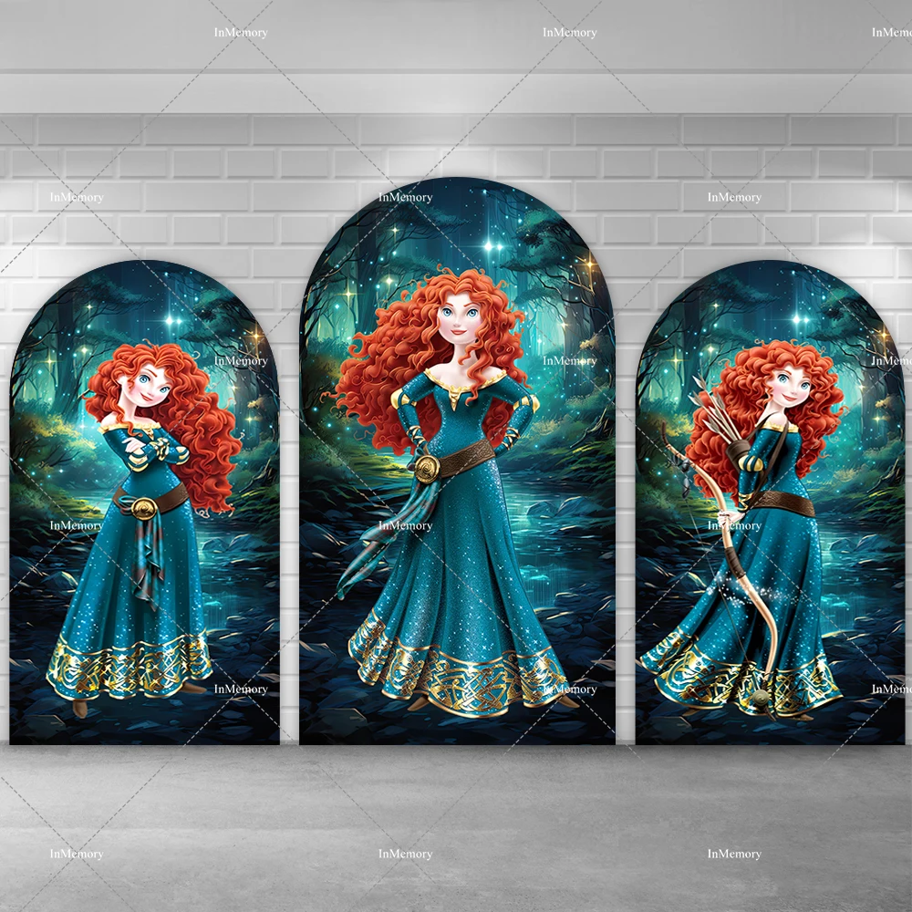 

Disney Forest красные волосы храбрые мерида принцесса арка фон крышка для девочек день рождения фотографии фоны двусторонние