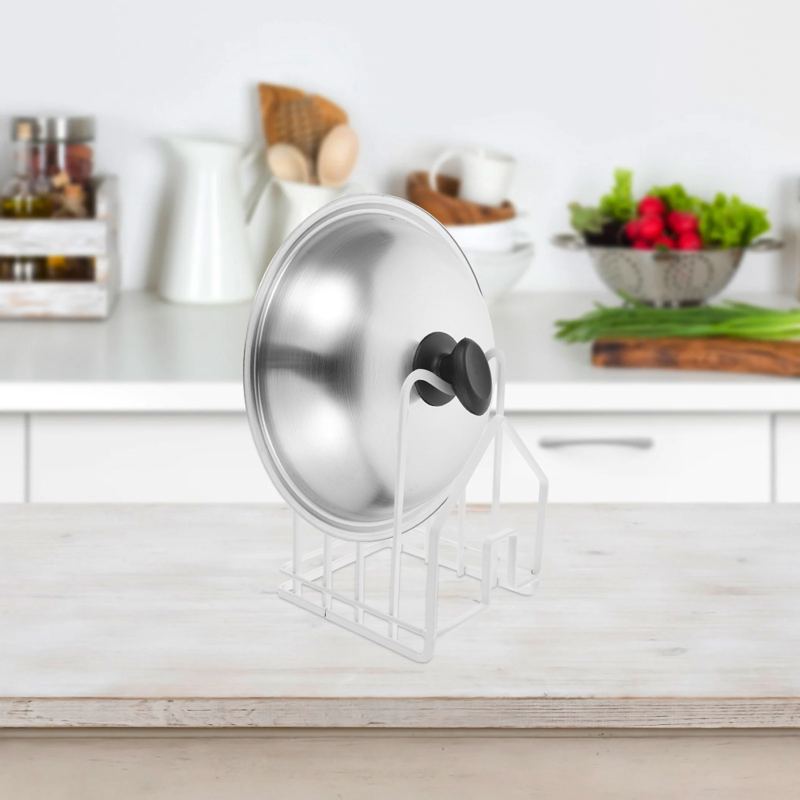 

Multifunctional Iron Kitchen Rack Water Filter Pot Lid Organizer Cutting Board Holder Storage Rack For Pan Lid Steel Racks