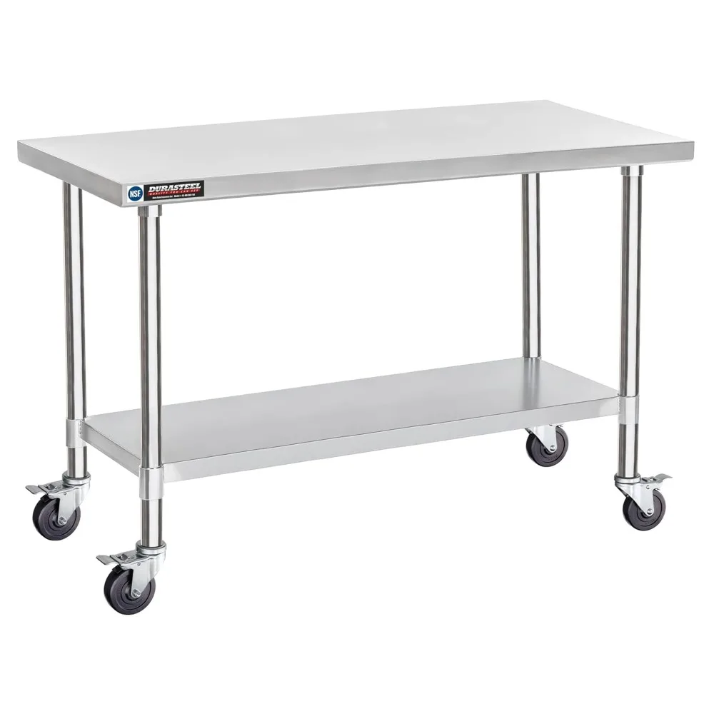 

Food Prep Stainless Steel Table - 24 x 60 Inch Metal Table Cart - Commercial Workbench with Caster Wheel - NSF Certified