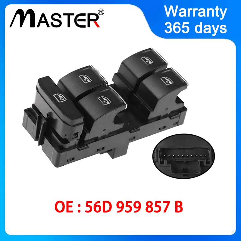 Chrome Master Window Electric Control Switch Button 56D959857B for VW 2011-2019 Passat B7 56D 959 857 B