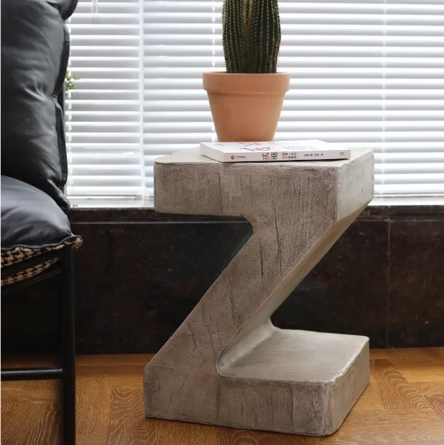 طاولة القهوة ذات الحافة العتيقة البسيطة على شكل حرف Z، طاولة جانبية بتصميم عتيق من الشمال، طاولات خشبية لغرفة المعيشة #2