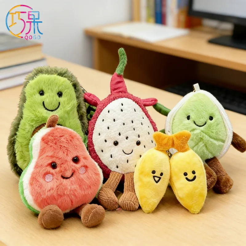 Creative Cute Plush Vegetable and Fruit Toys Corn Pepper Apple Doll Keychain Bag Pendant Gift for Friends
