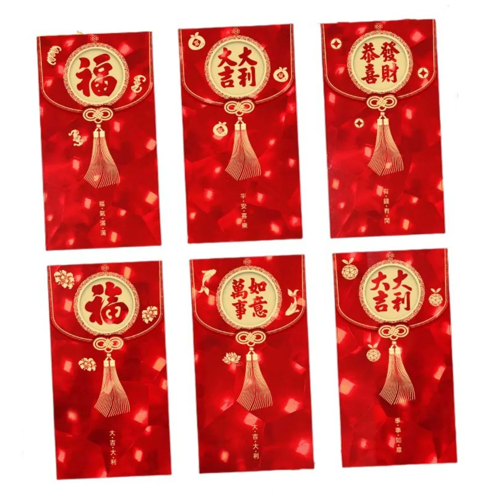 3d dos desenhos animados festival de primavera envelope vermelho carimbo quente bênçãos impressão saco de dinheiro da sorte padrão misto sólido hongbao
