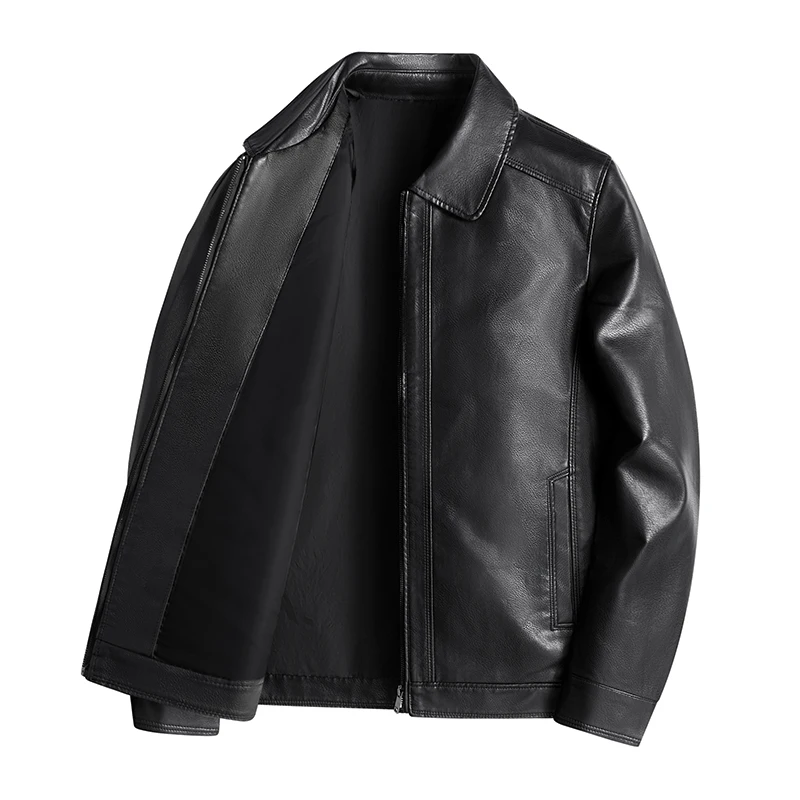 

Новая мужская куртка из мягкой искусственной кожи, повседневная, с воротником-стойкой, универсальная, осенне-зимняя, легкая, деловая, бренд HE