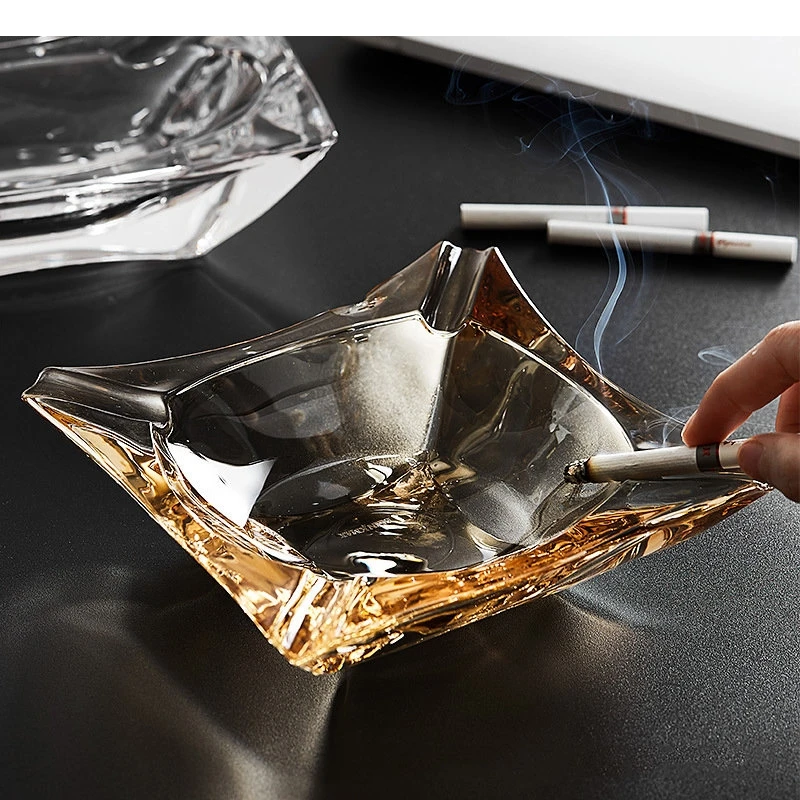 European Style Crystal Glass Ashtray Household Portable Ashtrays Square/triangle/ Boat Shape Housewear & Furnishings