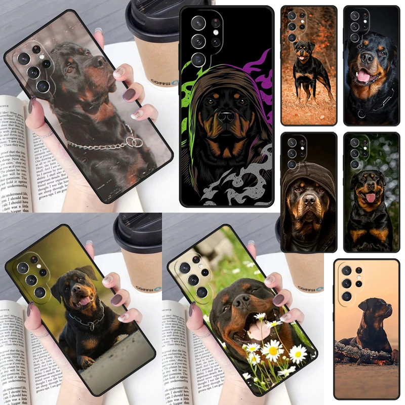 Cute Rottweiler Dog Cover For Samsung Galaxy S23 Ultra S22 S20 S21 FE S8 S9 S10 Plus Note 10 20 Ultra phone Case