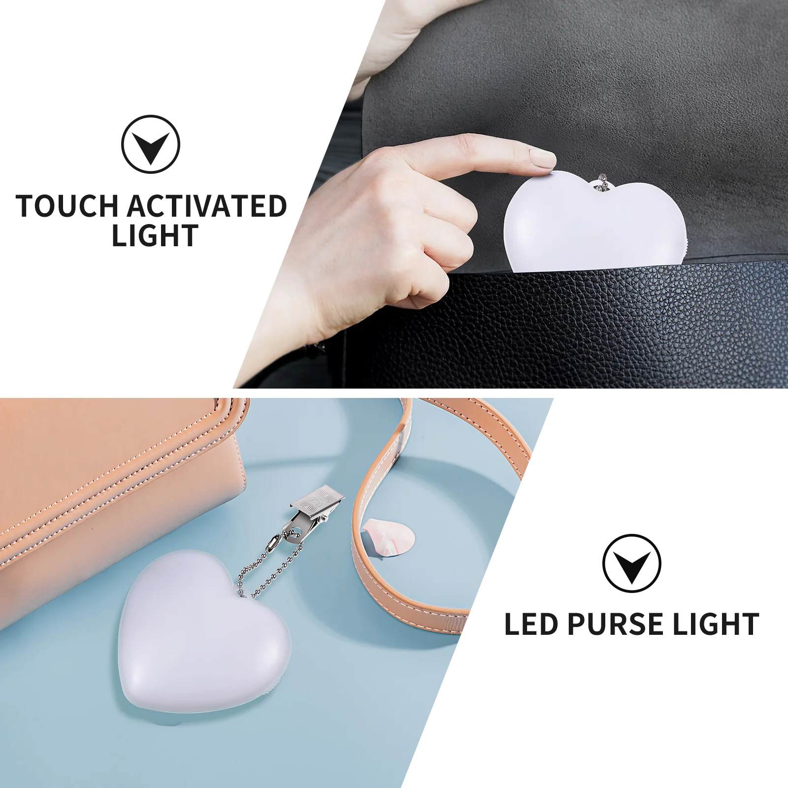 Heart Glasses Sensor Activated Light Work Night Purse Bag Outdoor Portable Women's Pocket