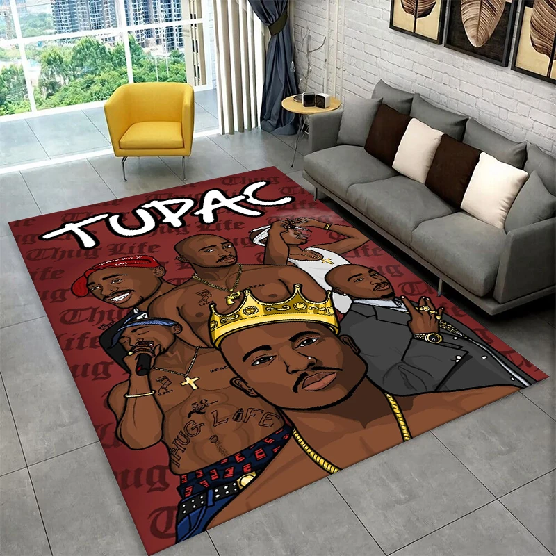 

Ковер с изображением рэперов Эминема и Тупака (2Pac) в стиле хип-хоп для игровой комнаты, спальни, гостиной, дивана, домашнего декора, детский коврик, нескользящий