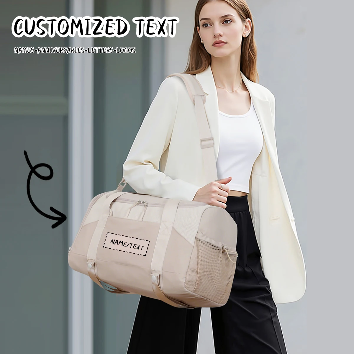 

Logo High-End Custom Travel Bag, Lightweight Short-Distance Carry-On Travel Luggage Bag, Can Be Used as a Yoga Bag, DIY