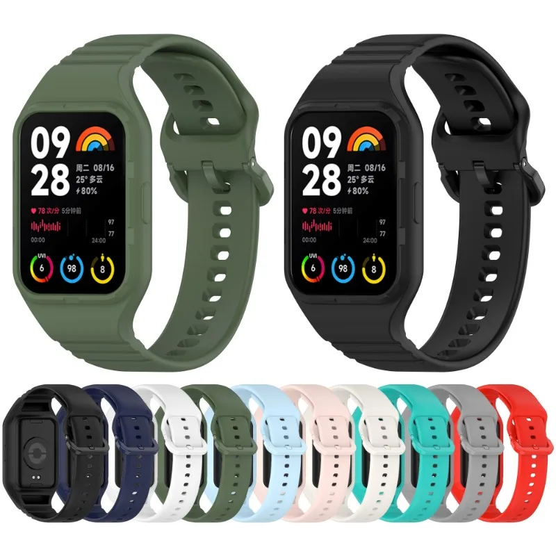 สายซิลิโคนสำหรับนาฬิกา Redmi 4สายรัดข้อมือกีฬาสำหรับ Xiaomi miband 8 Pro สายนาฬิกาอุปกรณ์เสริมสำหรับเปลี่ยน