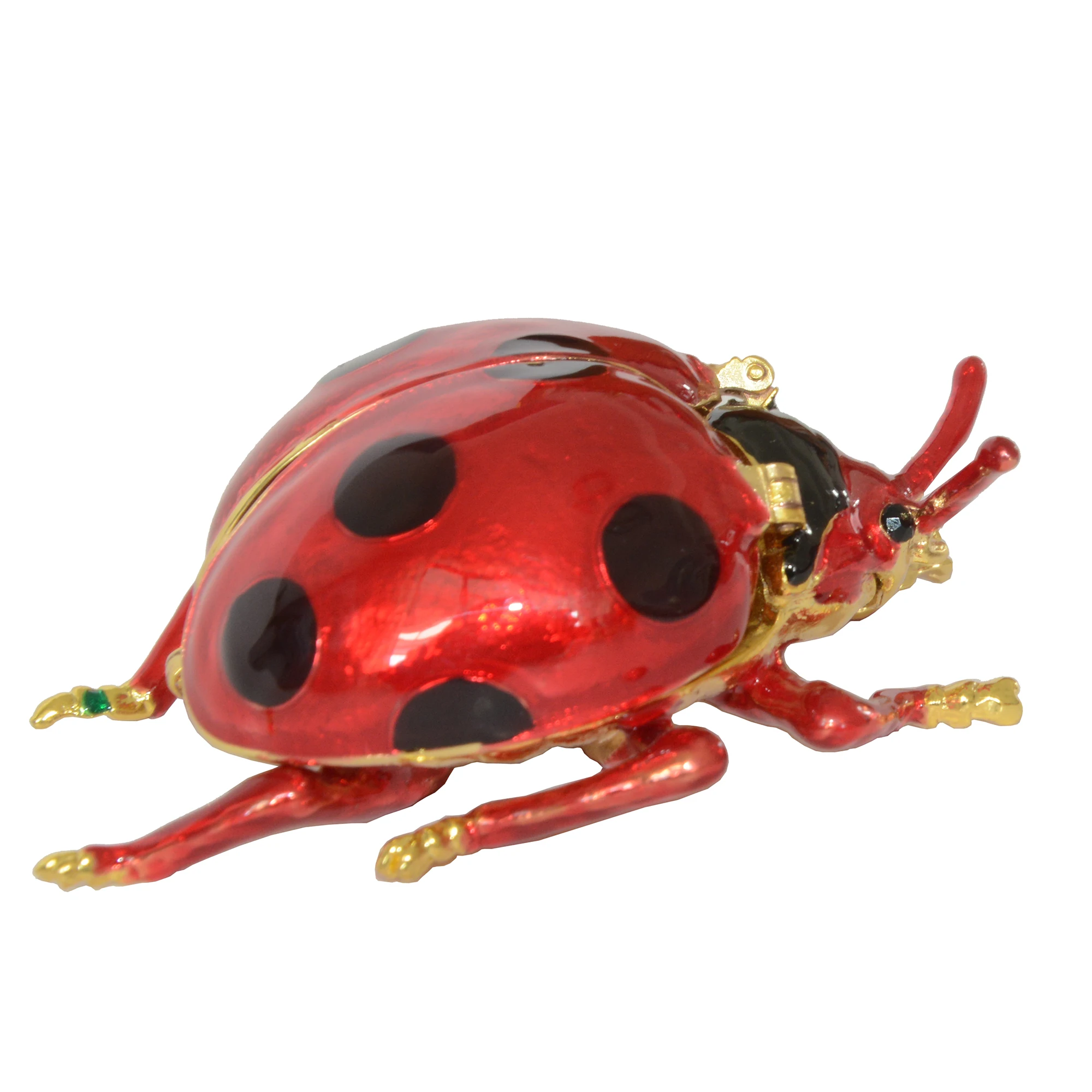 Red Ladybug Figurines Collectibles Trinket Box Hinged With Rich Enamel And Sparkling Rhinestones Jewelry Boxes Novelty Gifts