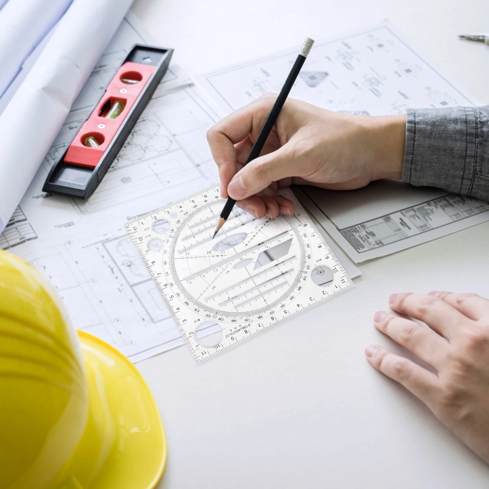 Geometric Drawing Ruler Multifunctional Plastic Measuring Tool For Students Artists Engineers School Stationery Protractor