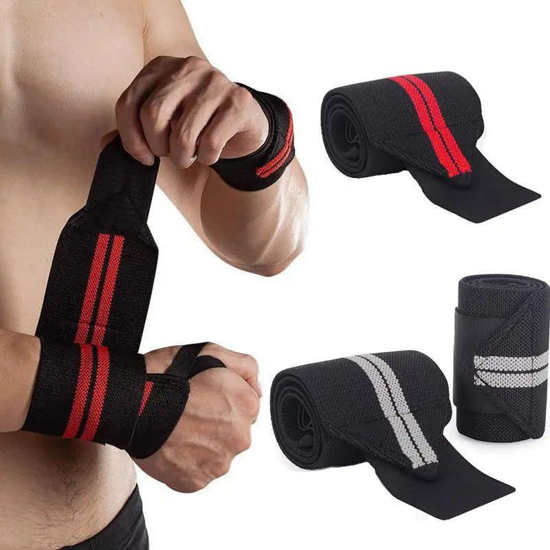 1 زوج اللياقة البدنية المعصم دعم معصمه رياضة رفع الأثقال يلتف ضمادة معصمه الرياضية