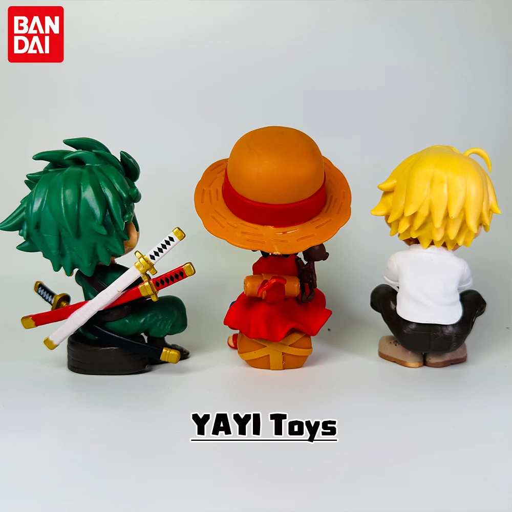 One Piece Anime Figure Sitting Laughing Luffy Action Figures Kawaii Sanji Zoro Figurine Collection Toys Doll Gift Model