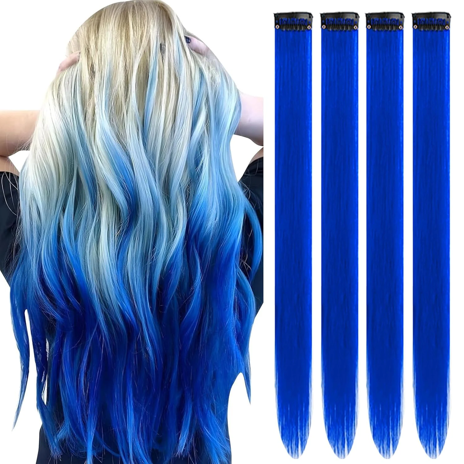 Burgundy Hair Extensions Clip in Synthetic Hairpiece 4 PCS Wine Red 22 inch Colored Party Highlights Long Straight Cherry