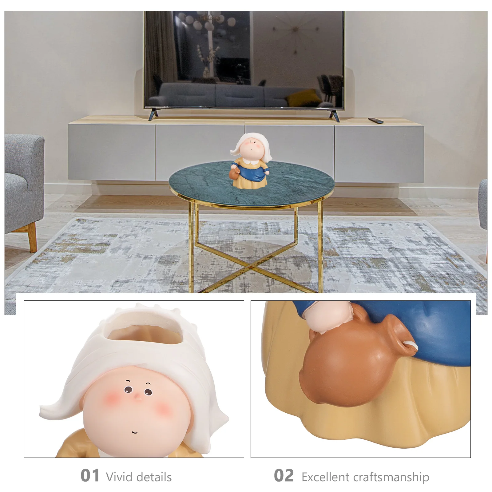 

Resin Pencil Holder Desk Organizer Creative Cartoon Pen Container Home Decor Multi-Function Desktop Ornament Stationery Storage