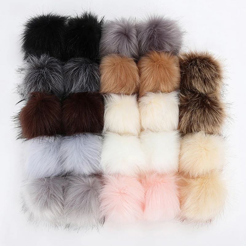 12/14Pcs Fluffy Pom Pom Ball Fake Fox Fur Hairball DIY Clothing Hat Accessories Keychain Pendant Handmade Beanies Shoes Decor