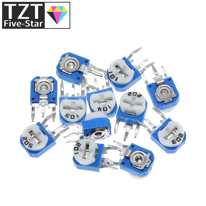 10pcs Rm063 Rm-063 100 200 500 1k 2k 5k 10k 20k 50k 100k 200k 500k 1m Ohm Trimpot Trimmer Potentiometer Variable Resistor