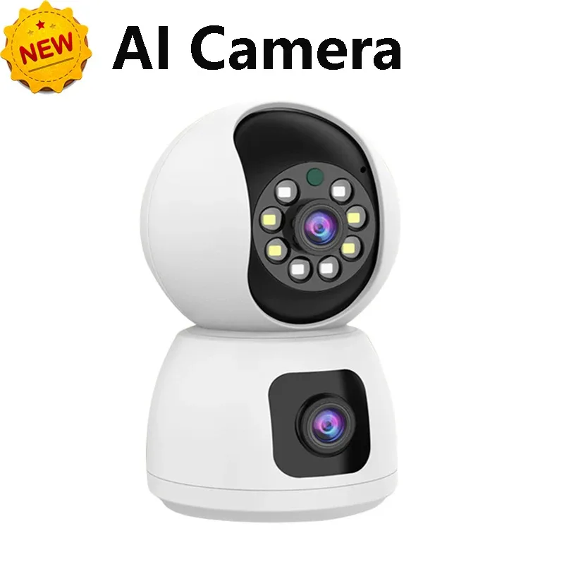 Wifi ip kamera dual objektiv ptz auto tracking cctv kamera farbe nacht zu hause baby monitor video überwachung wifi sicherheits kamera