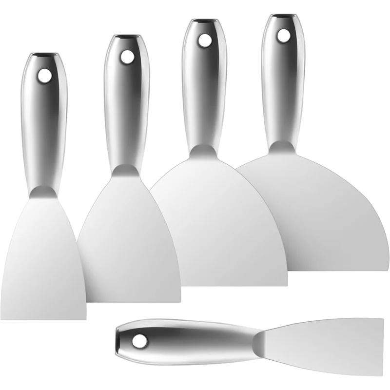 

A69E5 Pcs Putty Knife Set Rustproof Scraper Tools For Drywall Repair, Removing Wallpaper