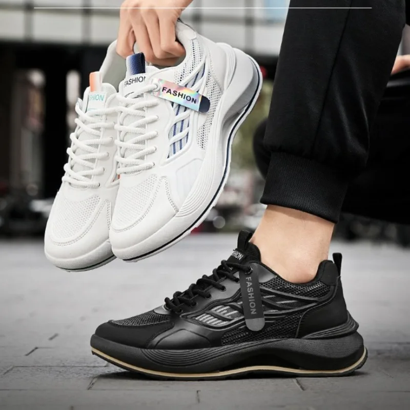 Men's Sneakers Men's Breathable Mesh Casual Sports Shoes Lightweight Lace-up Running Sneakers Outdoor Walking Shoes for Man