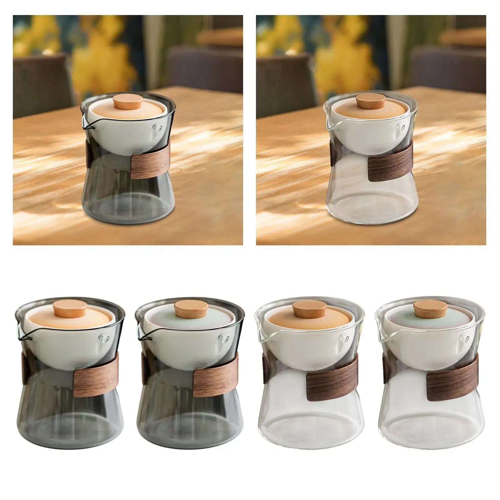 Glass Teapot with Infuser Teaware 360 Degree Rotation 210ml Tea Dispenser Dinnerware Chinese Gongfu Tea for Household Bar Office