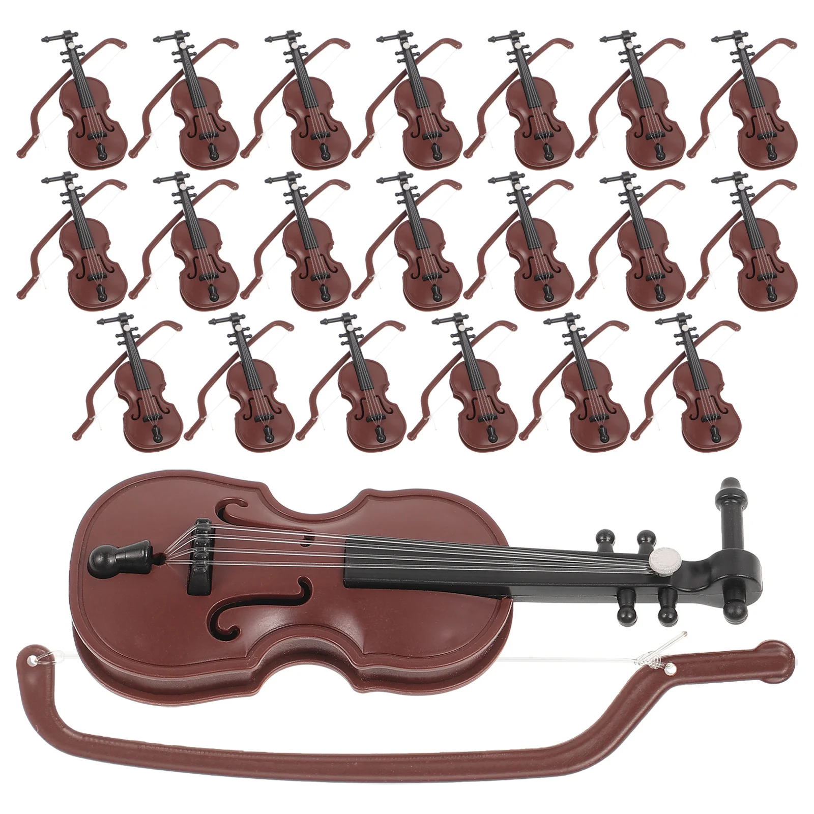 20 Sets Mini Violin Christmas Decorations Musical Instruments Simulation Violins Xmas Models Plastic Desktop Baby