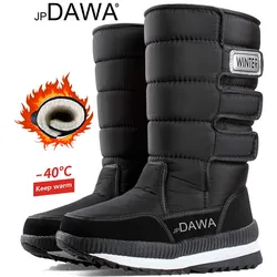 jp Dawa winter fishing shoes, cashmere high top snow boots with fleece insulation, men's waterproof and anti slip hiking shoes