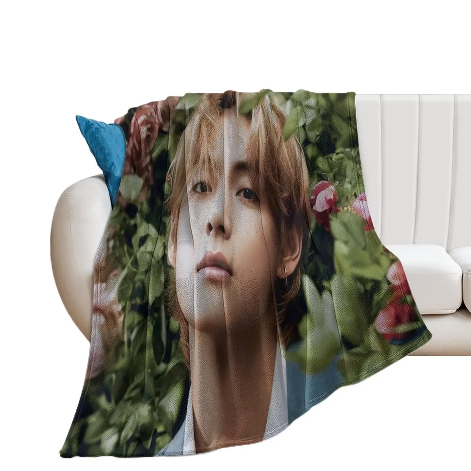 Kim Taehyung bts v in flowers Throw Blanket Large Personalized Gift Blankets