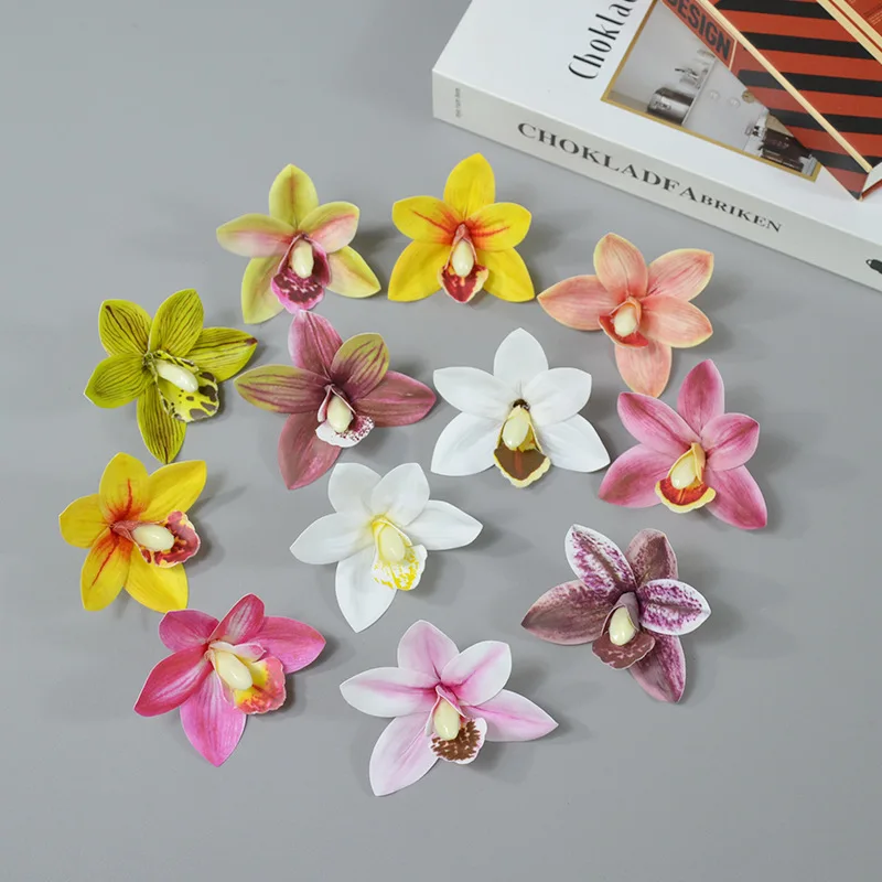 

10Color Artificial PE Plastic Butterfly Orchid Flowers Head For DIY Wedding Christmas Home Decoration Shooting Props Accessories