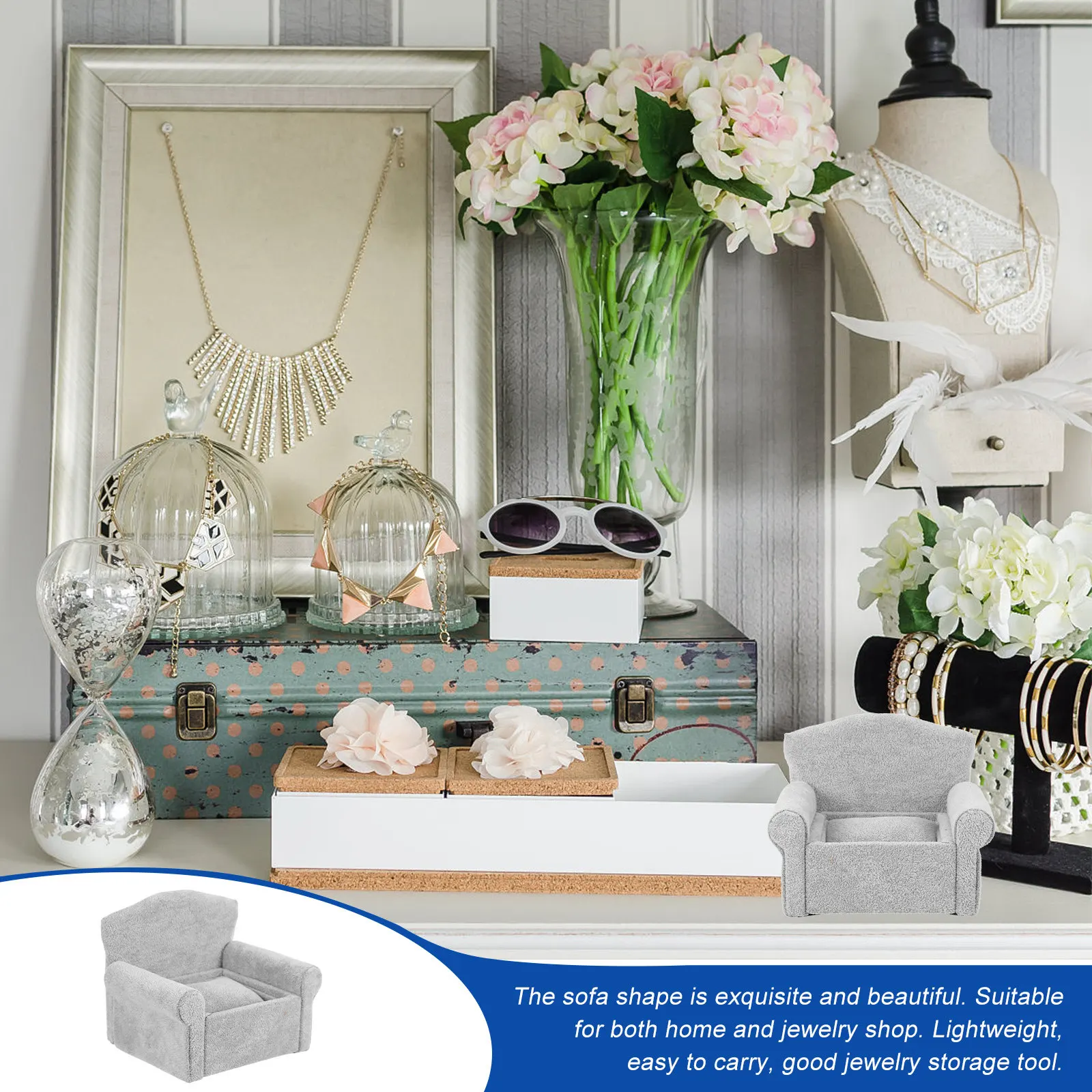 

Sofa Shape Jewelry Display Rack for Watch Bracelet Bangle Organizer Elegant Compact Storage Box Nightstand Countertop