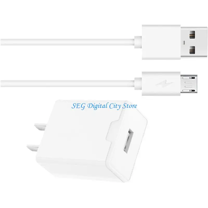 

U75B 2Pcs/set Power Adapter 2Pin Flat Quick Charging Head with USB 5Pin/Type C Fast Charging Cord 2.4A Data Cable Wire