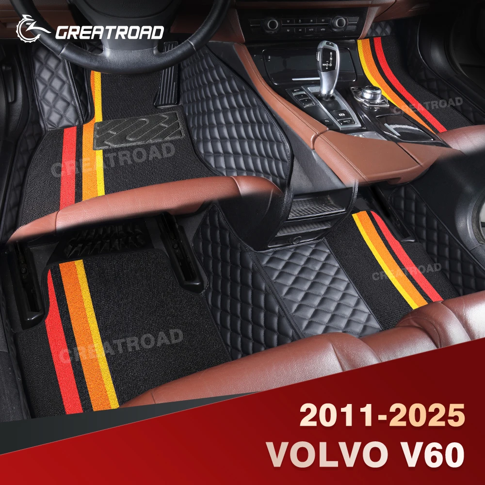 

For VOLVO V60 2011-2025 Double Layer Car Floor Mats Custom Auto Carpet Cover Interior Accessories