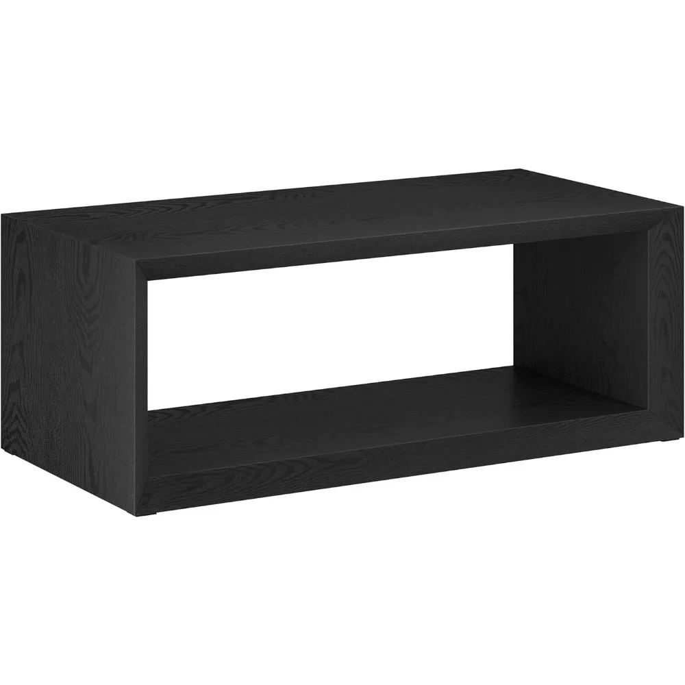 

wide 48" black grain rectangular coffee table for home, living room, bedroom, and office use