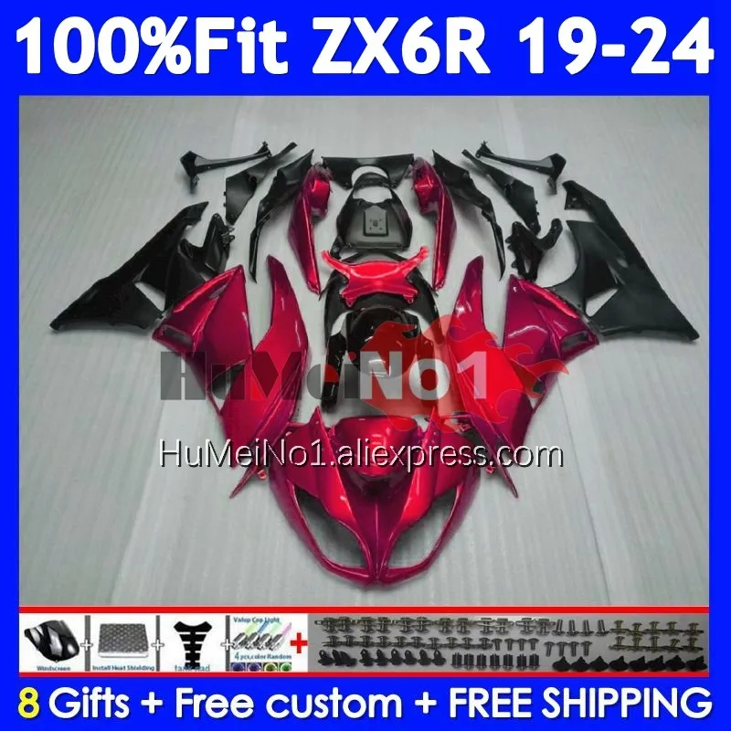 Body For KAWASAKI NINJA ZX 6R 636 ZX6R 19 20 21 22 23 Pearl red 250No.13 ZX-6R ZX-636 ZX636 2019 2020 2021 2022 2023 Fairing